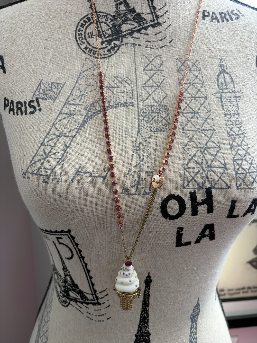 Betsey Johnson Rose Gold-Tone Ice Cream Cone Locket Pendant Necklace